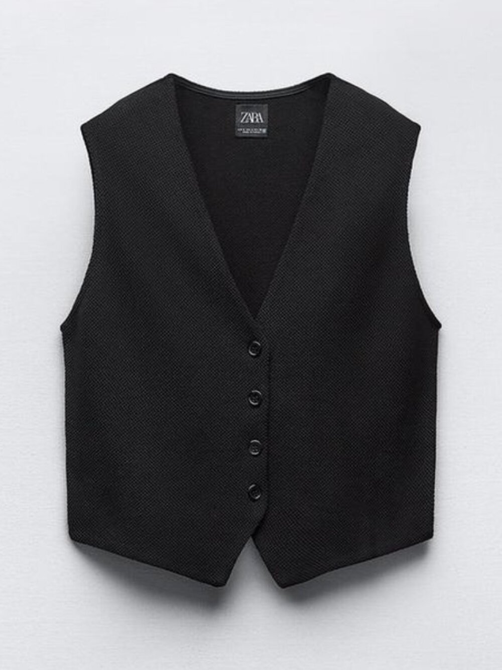Zara Textured Jacquard Black Vest S